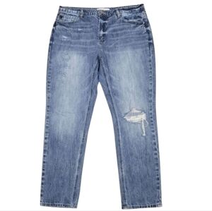 KanCan High Rise Straight Leg Cuffed 100% Cotton Distressed Jeans Size 15/31